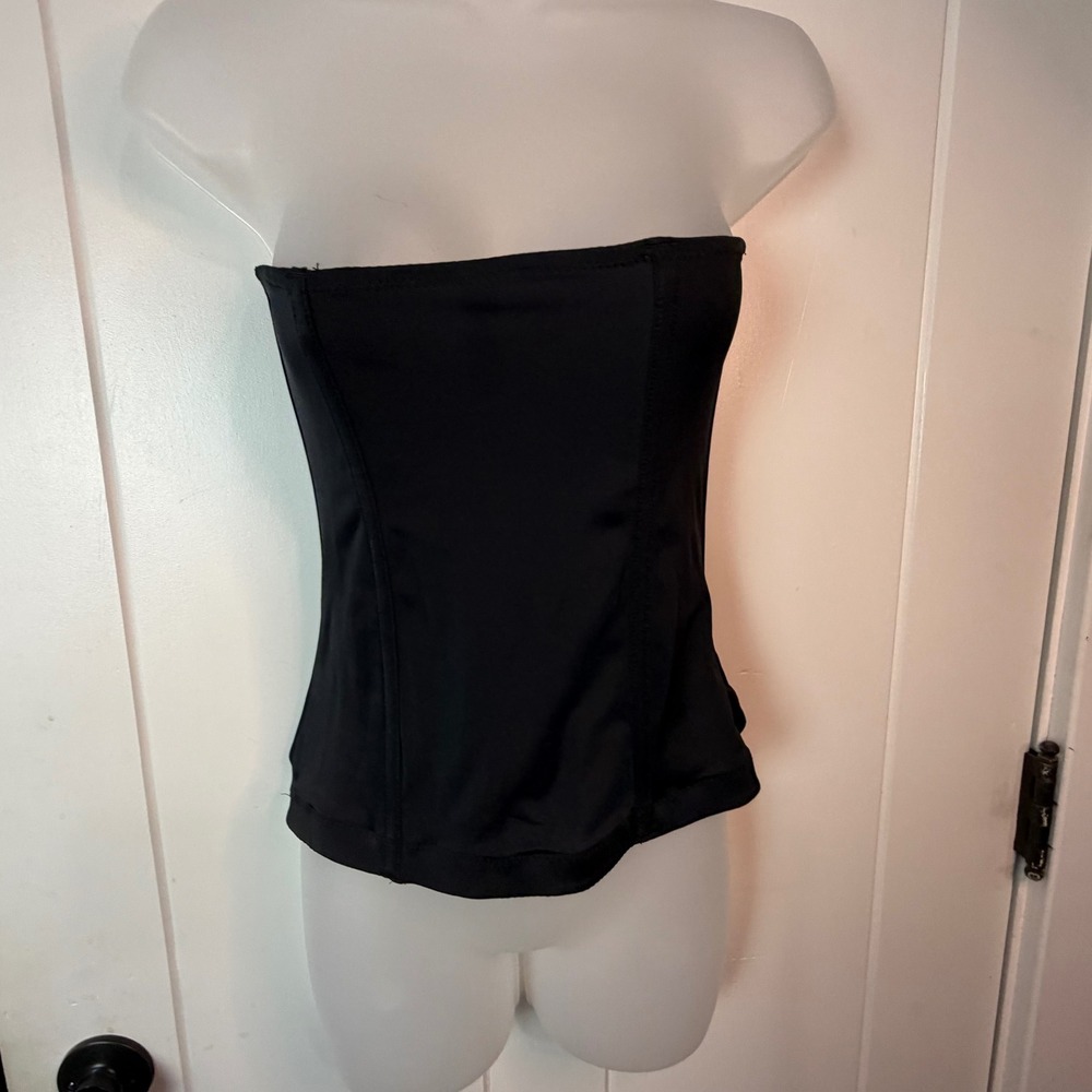 Dreamwear Black Goth Rib Corset 7420-49 Large Nylon Shapewear Bodycon Mob wife